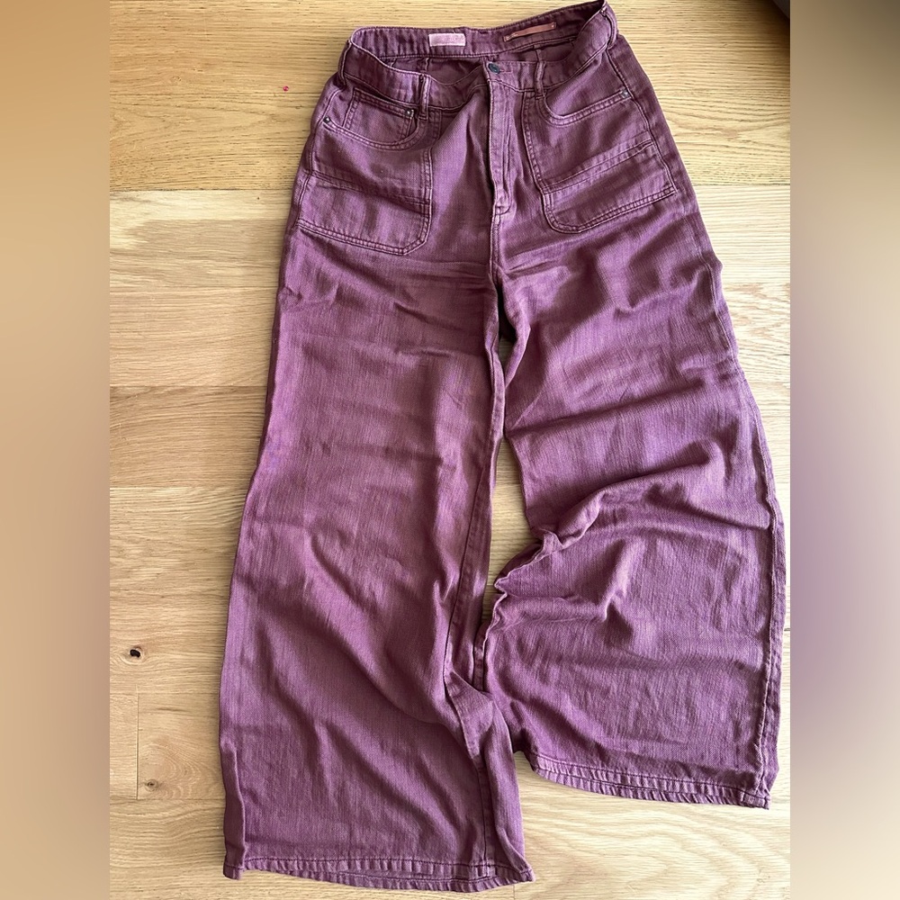 Anthropologie - wide leg burgundy jeans